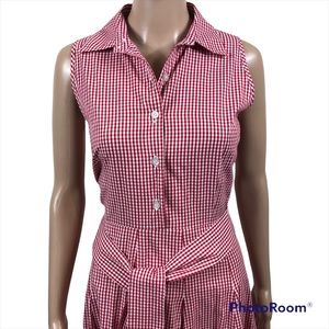 BarriePace Women's Summer Dress Red and White Gingham Small Checked Size 6